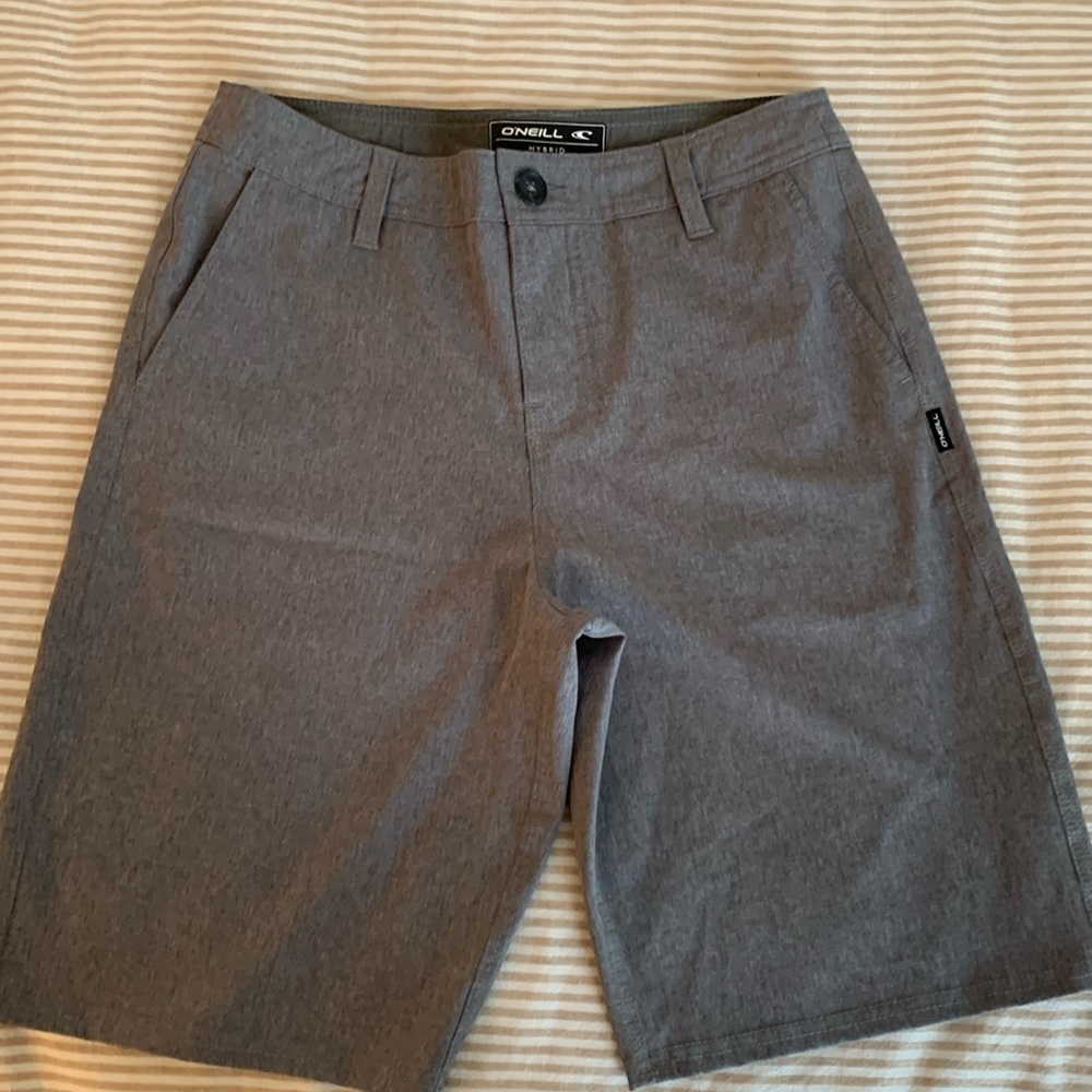 O’Neill hybrid stretch men’s shorts, size 28, medium heather grey